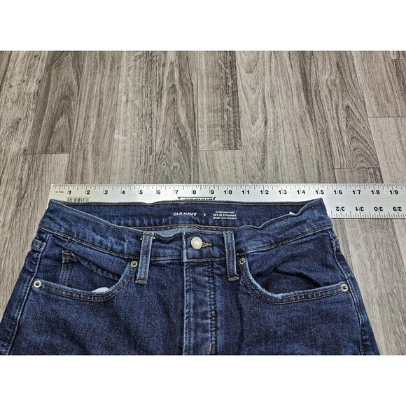 (3/$35) Old Navy Jeans Womens 6 Blue High Rise Button Fly Straight Slim Pockets - Picture 9 of 13